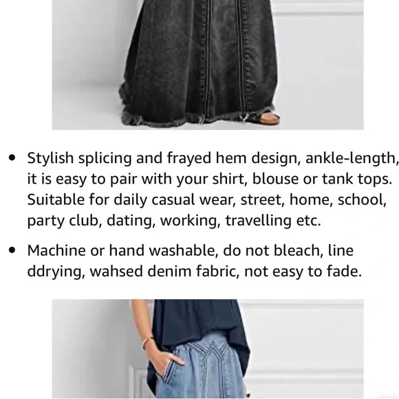 Frayed Edge Hem Denim Maxi Skirt w/Pockets - Picture 8 of 11